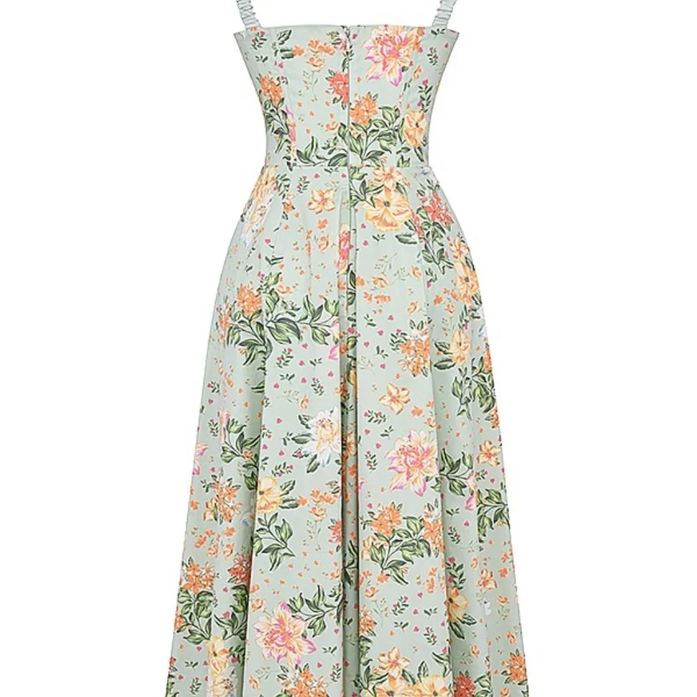 HOUSE OF CB SABRINA Midi Dress -  LIGHT JADE PRINT BUSTIER SUNDRESS -PLUS CUP - Picture 3 of 7